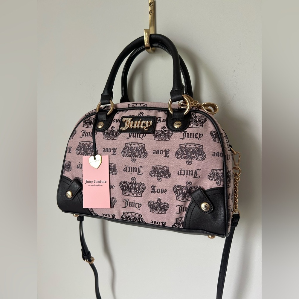 pink brown crown bowler satchel Bag